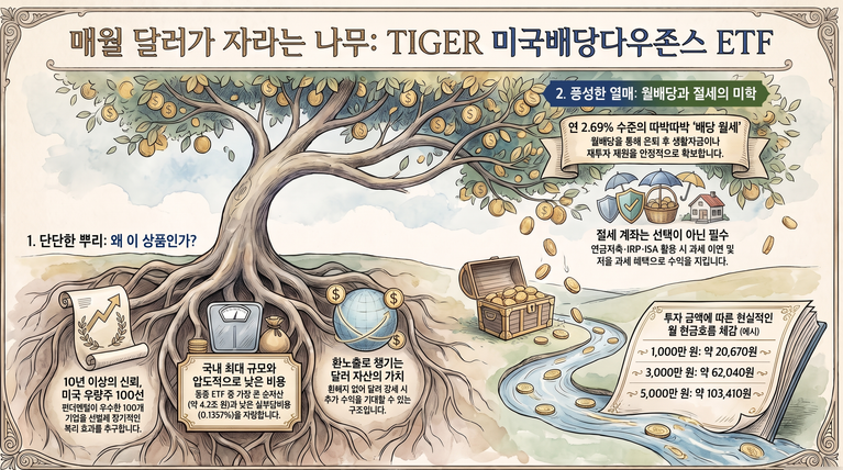 TIGER 미국배당다우존스 ETF(458730) — 미국 배당 성장주에 투자하는 월배당 ETF