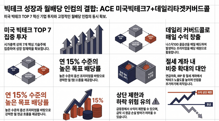 ACE 미국빅테크7+데일리타겟커버드콜(합성) ETF(480020) : 월배당 인컴과 빅테크 투자