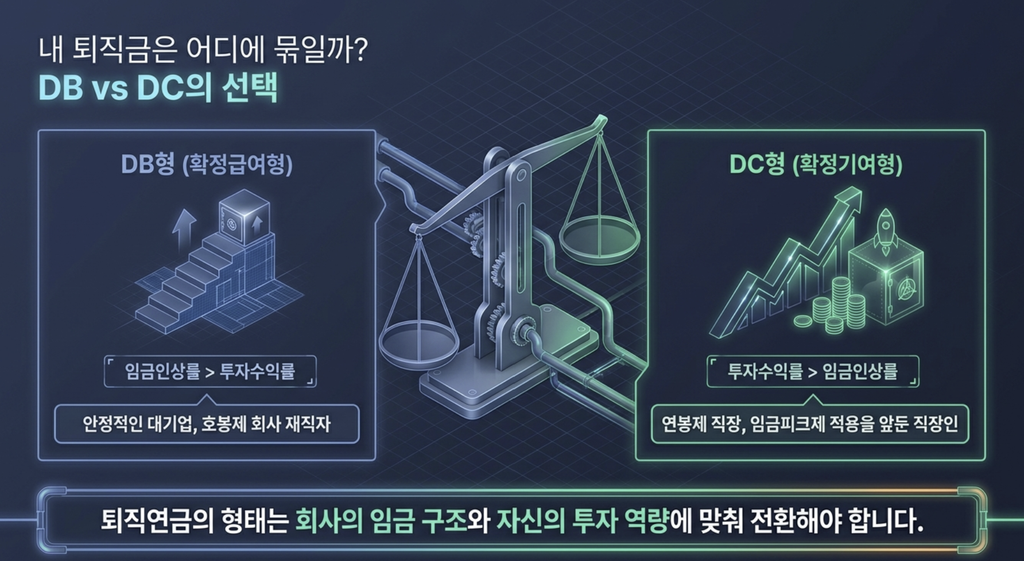 DB형과 DC형 퇴직연금 구조 비교