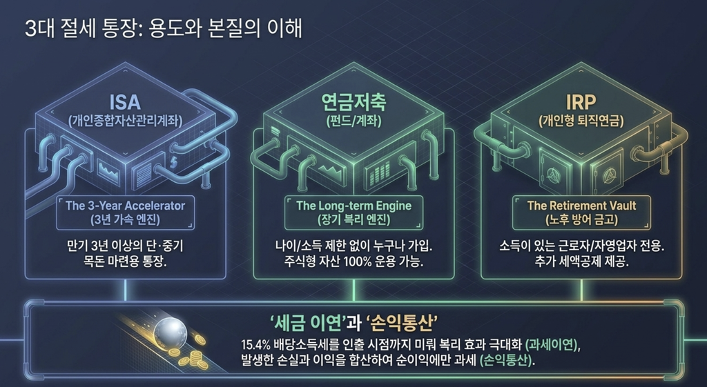 연금저축·IRP·ISA 차이를 보여 주는 세 가지 절세 계좌 비교