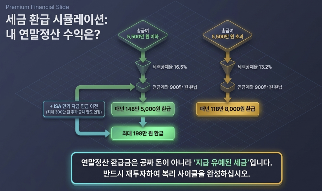 소득 구간별 연금계좌 세액공제 환급액 시뮬레이션