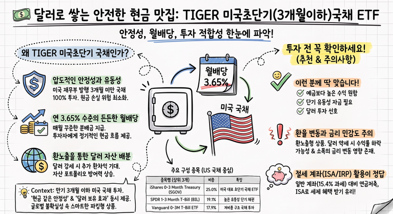 TIGER 미국초단기(3개월이하)국채 ETF (0046A0) – 안정적인 달러 자금 운용의 대안