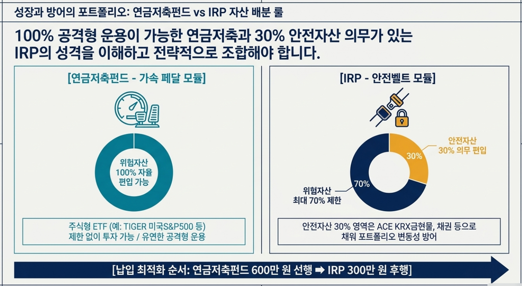 연금저축펀드와 IRP 차이 – 중도인출과 위험자산 투자 한도 비교