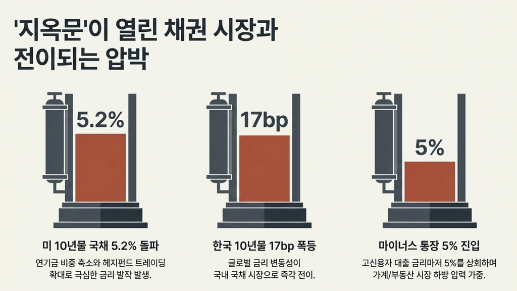 고금리 장기화 속 미국 10년물 국채 금리 5.2% 돌파와 가계대출 금리 상승