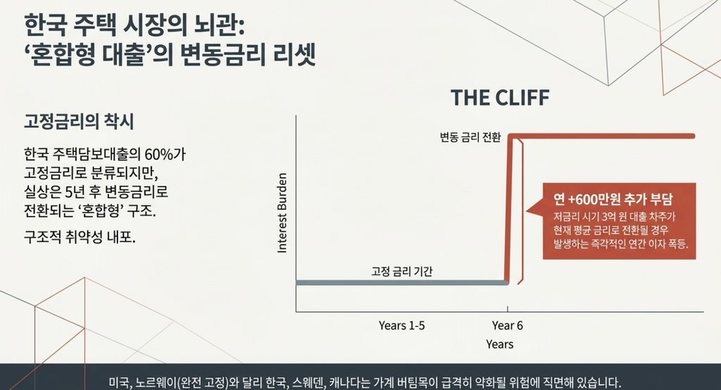 변동 금리 대출 비중이 높은 국가의 주택 가격 하락 비교