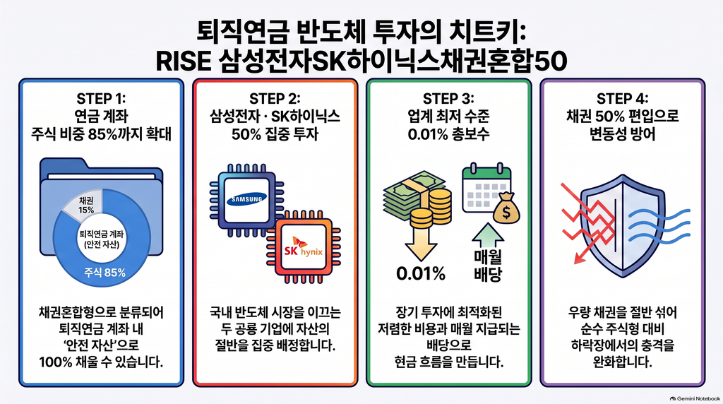 RISE 삼성전자SK하이닉스채권혼합50으로 퇴직연금 주식 비중을 85%까지 높이는 구조