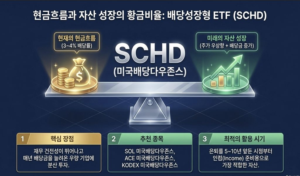 국내 상장 미국배당다우존스 ETF의 특징과 분배금을 비교한 자료
